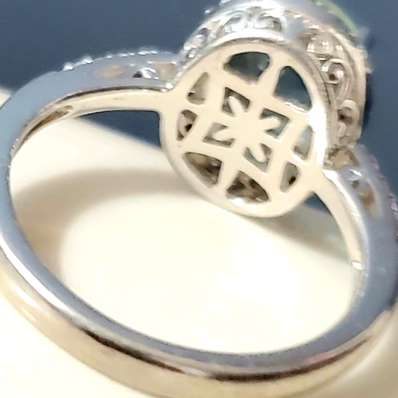 925 SS PRASIOLITE + DIAMOND RING - Picture 4 of 8